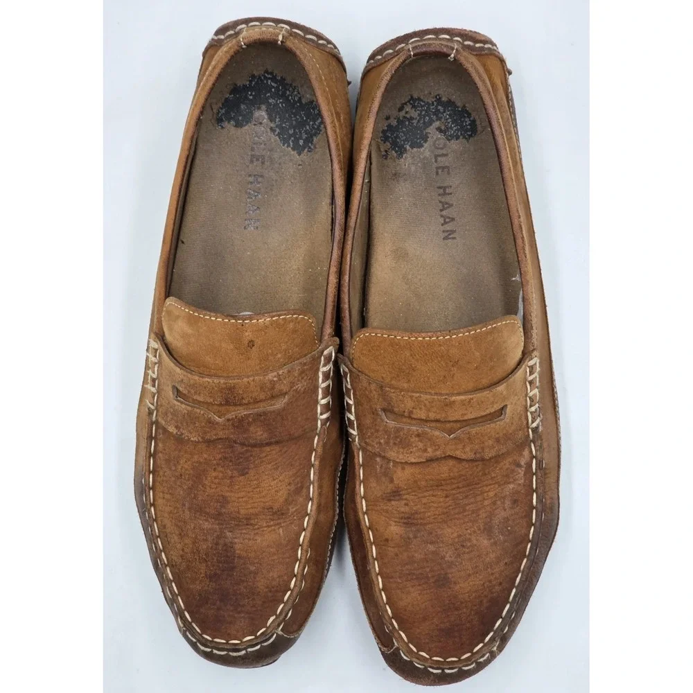Cole Haan Women's‎ Trillby Driving Shoes  Distressed Brown Leather Sz 10.5M